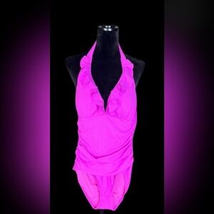 WOMENS INTO THE BLEU ONE PIECE BEAUTIFUL BRIGHT ORCHID SWIMSUIT SIZE 10 NWT